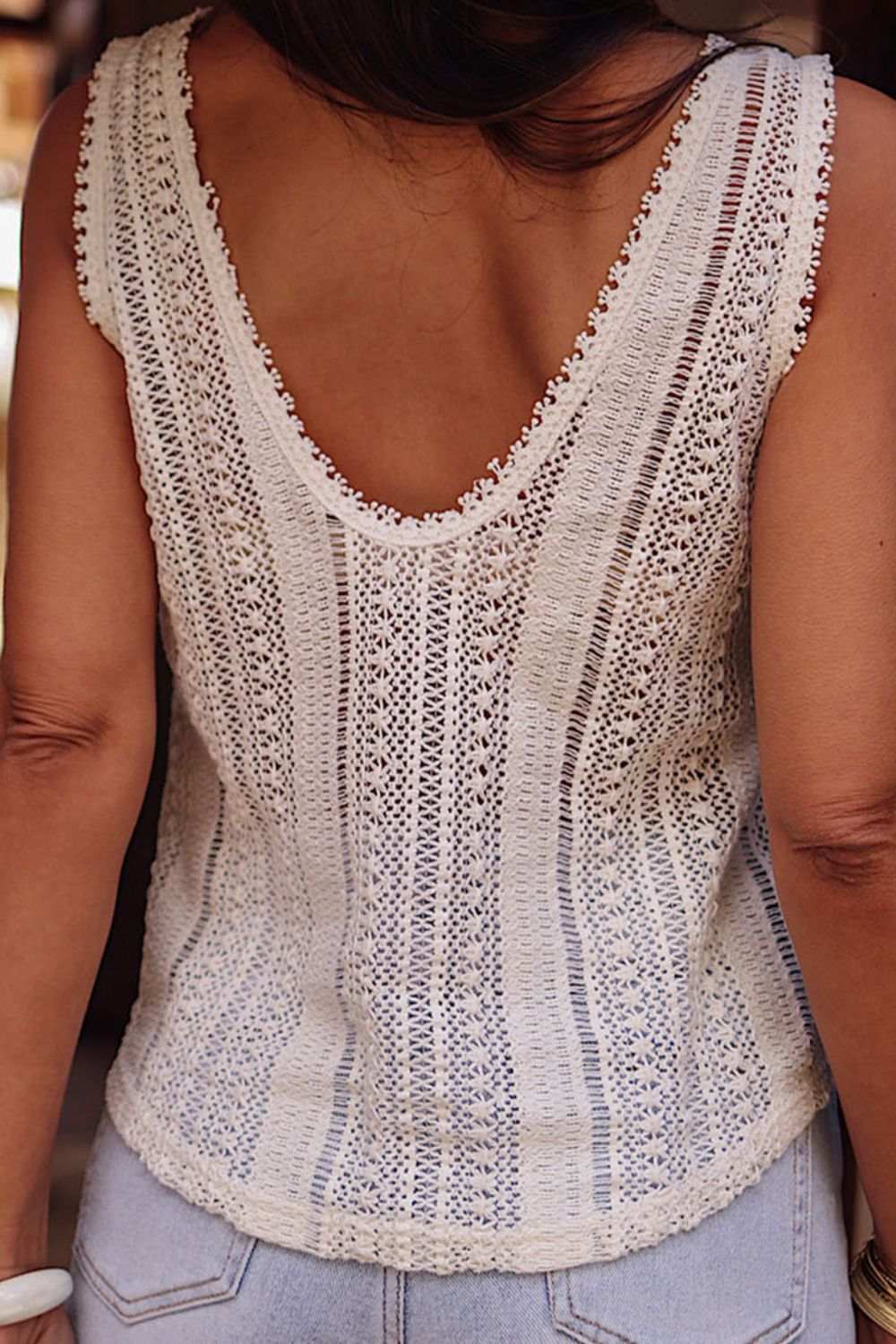 Crochet Deep V Openwork Tank